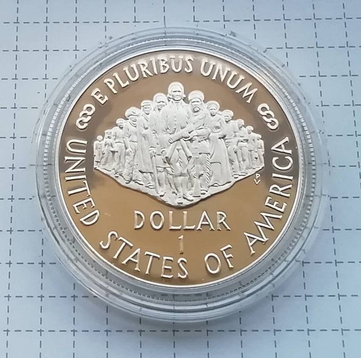 США 1 долар 1987р. СРІБЛО. ПРУФ. 200 років Конституції.