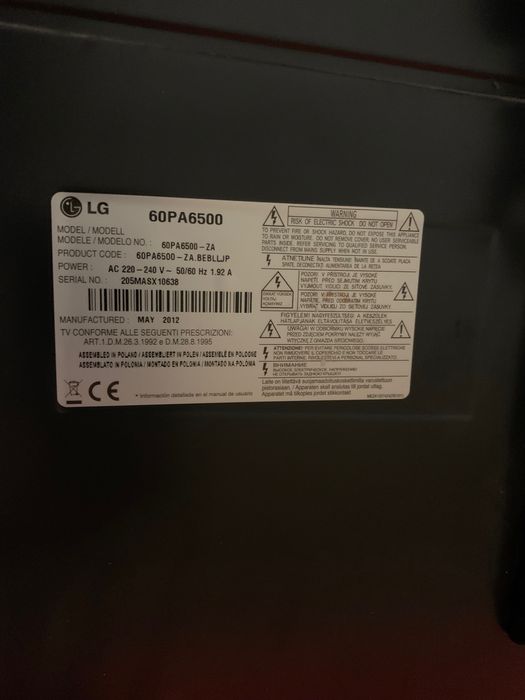 Телевізор LG 60 дюймів,плазма,б/у 3000грн