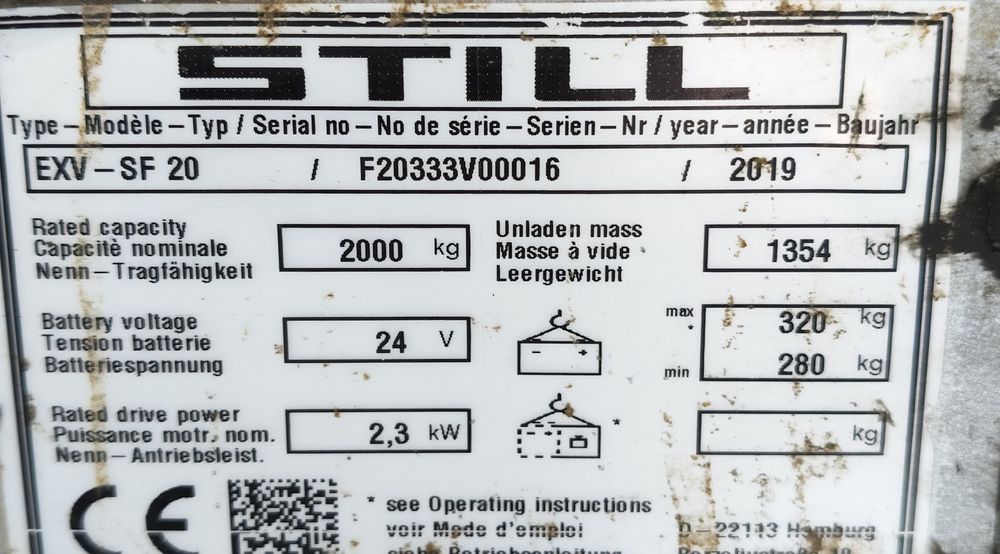 1750€+IVA ,  Stacker Still ,2000kg ,Elev 3,60mt,(  Empilhador Porta Paletes  )
