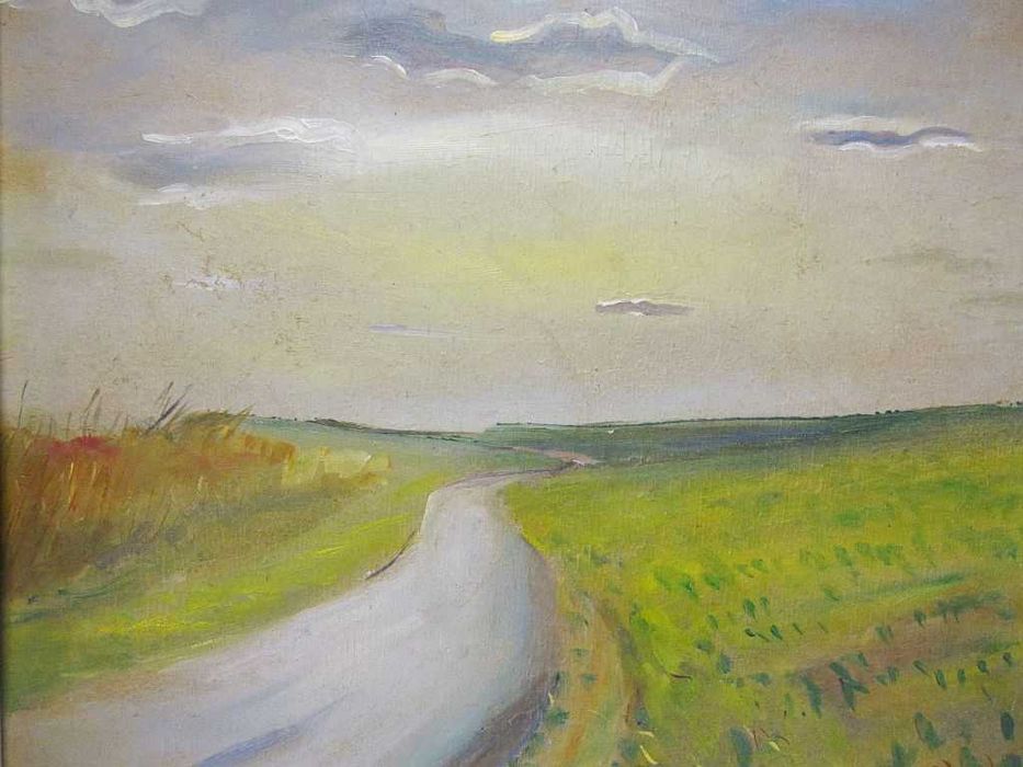 Paisagem - pintura em óleo sobre cartão - assinada Poschaud de 1985