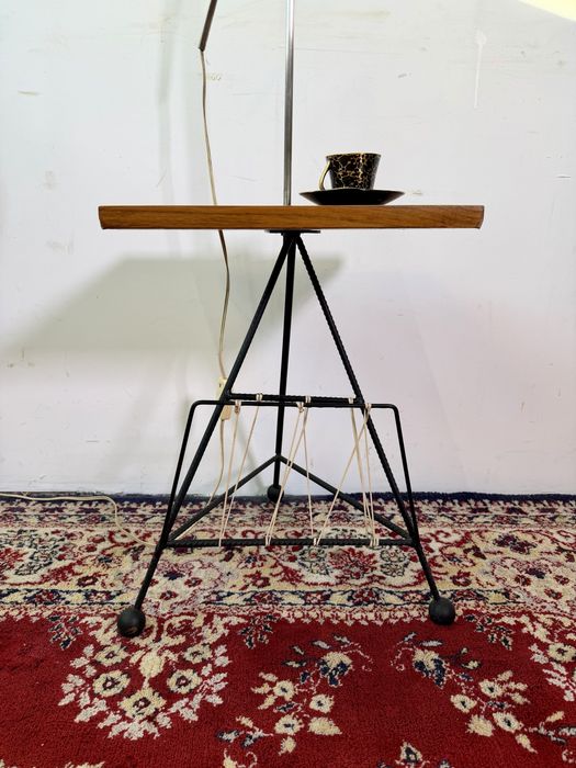 Lampa PRL stojąca podłogowa  „żuraw” proj. M. Gałecki lata 60. Vintage