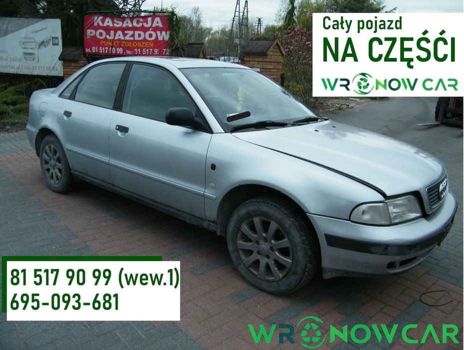 Audi A4 B5 (94-01r.) 1.6 B 100KM. Silnik ADP pasuje do AHL, ANA, ARM Skrzynia CTD lakier LY7M. Cały na części. GWARANCJA !!!  Przód Tył Zestaw Komplet Drzwi Klapa Zderzak Błotnik Maska Grill Atrapa Szyba Pas Lampa Lusterko Boczki Fotel Kanapa Kokpit Deska