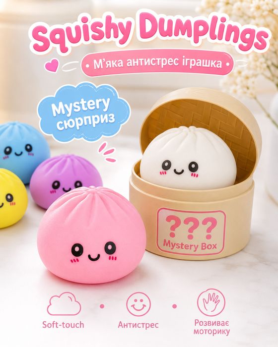 Сквіш Dumpling Squishies пельмень антистрес