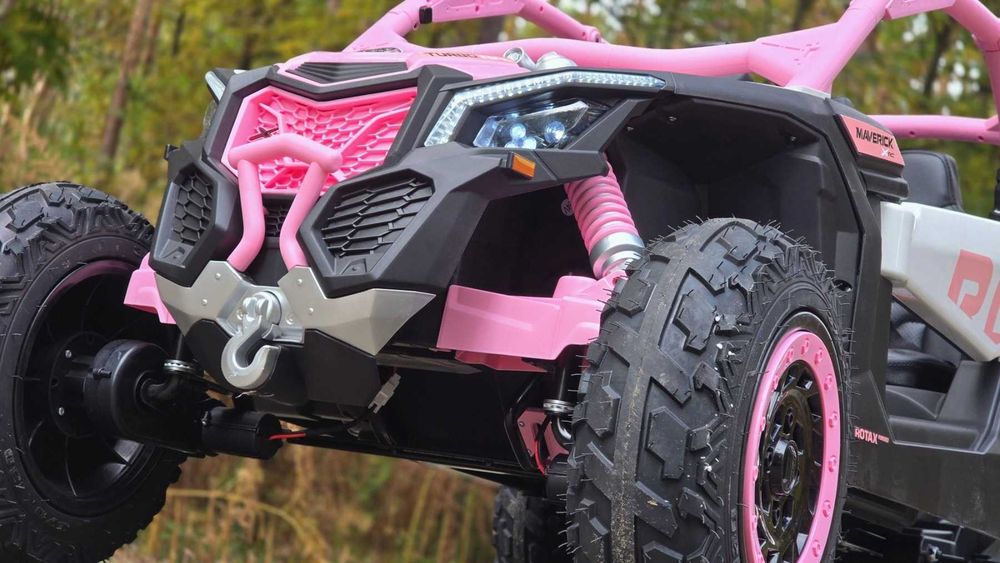 Buggy CAN-AM Maverick DELUXE + POMPOWANE KOŁA 4x200W 24V20Ah Różowy