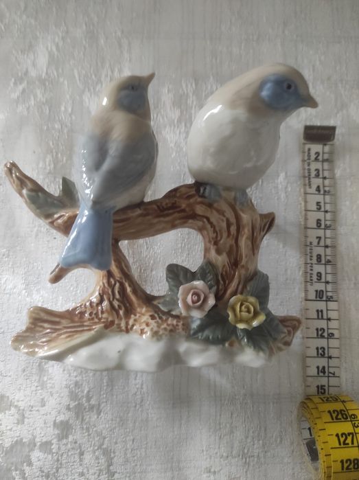 Estatueta passarinhos cerâmica