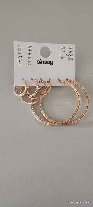 Kolczyki 3 pary pozłacane