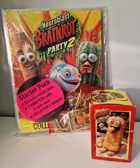NEUROBLAST BRAINROT PARTY 2 starter album + BOX 25 saszetek + złota
