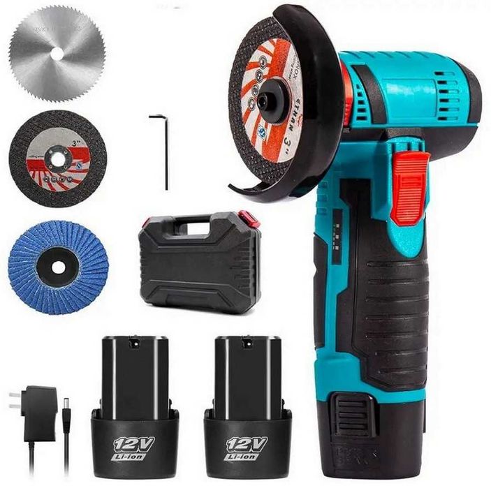 Аккумуляторная мини болгарка в кейсе два аккумулятора Li-Ion 12 В