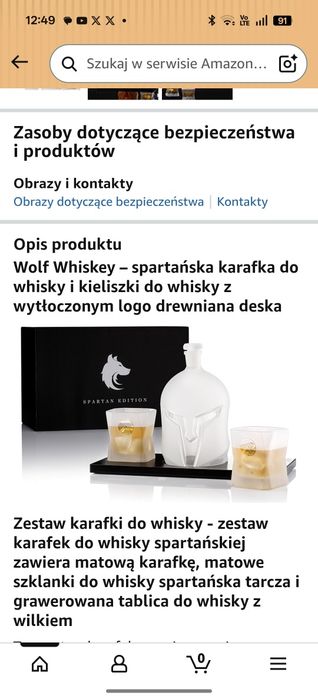 Zestaw do whisky Spartan (Karafka Hełm + 2 Szklanki) NOWY – Idealny prezent