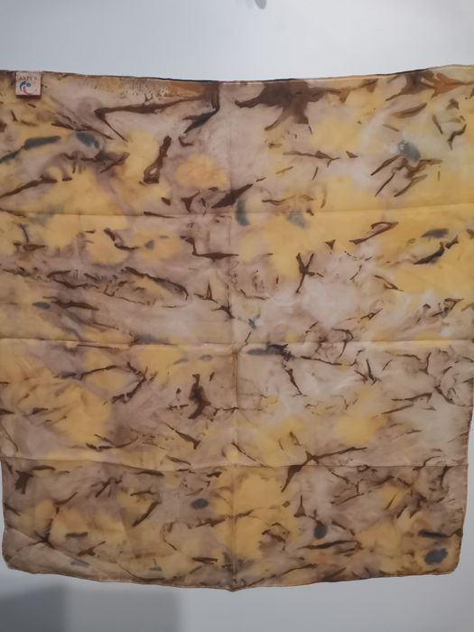 Artys Handmade chusta, apaszka 100% Silk, odcienie brązu