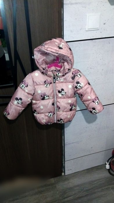 Kurtka zimowa H&M 86 MYSZKA minnie Miki Mickey Mini z kapturem disney