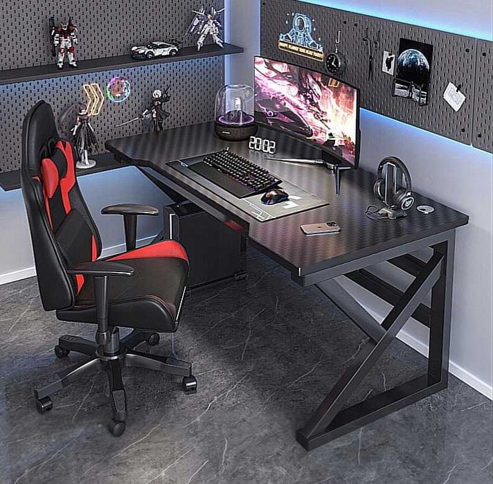 NOWE Biurko Gamingowe Komputerowe Czarne Nowoczesne Dla Gracza 120cm