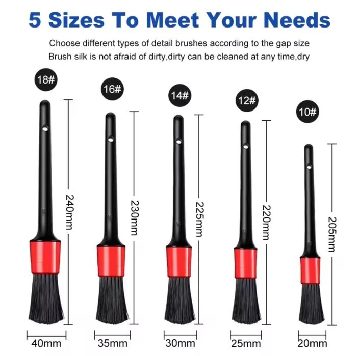 Detailing zestaw pędzli 5szt. Gradacja rozmiarów