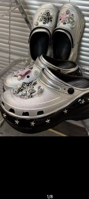 Srebrny slippers gruba podeszwa platforma klapki Chodaki mule r. 39