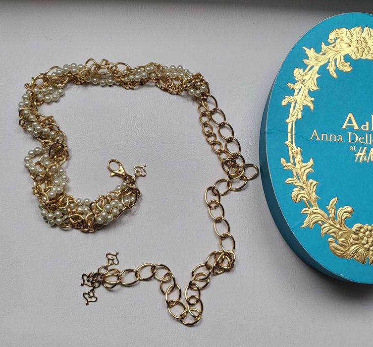 Anna Dello Russo pasek złoty , perły UNI