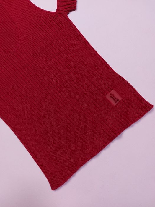 В'язаний топ футболка cop copine vintage cut out knitted ribbed t-shir