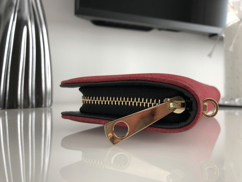 Portfel damski Michael Kors – bordowy, złote logo, duży