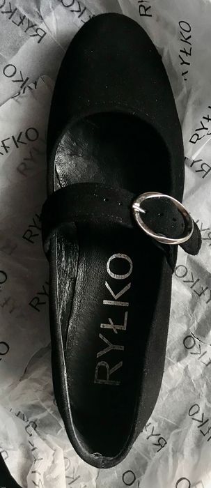 Buty baleriny czarne welurowe