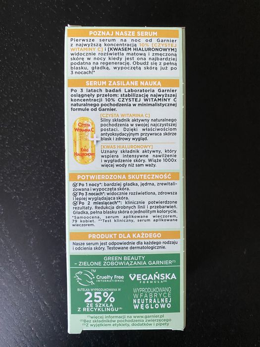 GARNIER Vitamin C rozswietlajace serum na noc 30ml NOWE