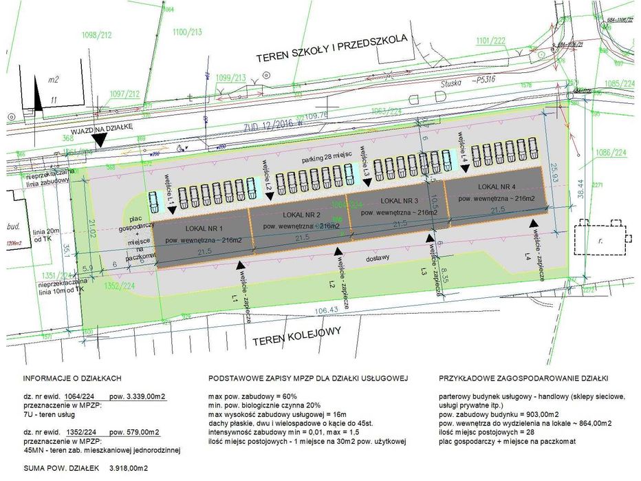 Działka usługowa w centrum 3.339 m² z możliwością powiększenia do 3.918 m² Orzesze Jaśkowice - Więcej