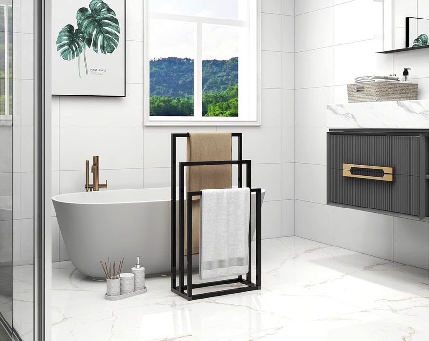 Nowy JELUTE wolnostojący metalowy wieszak na ręczniki, 3 poziomy!