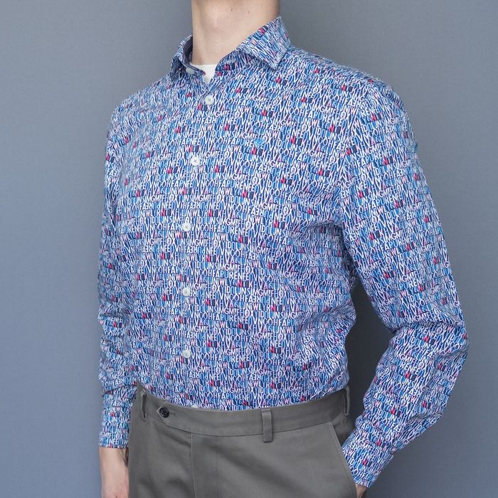 Pure H. Tico, koszula we wzory, kolorowe litery, rozmiar M (39/40)