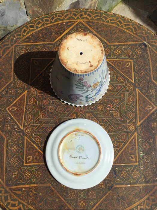 Vaso com Prato Faianca Carvalhinho Marcado Porto 1939 16 cm