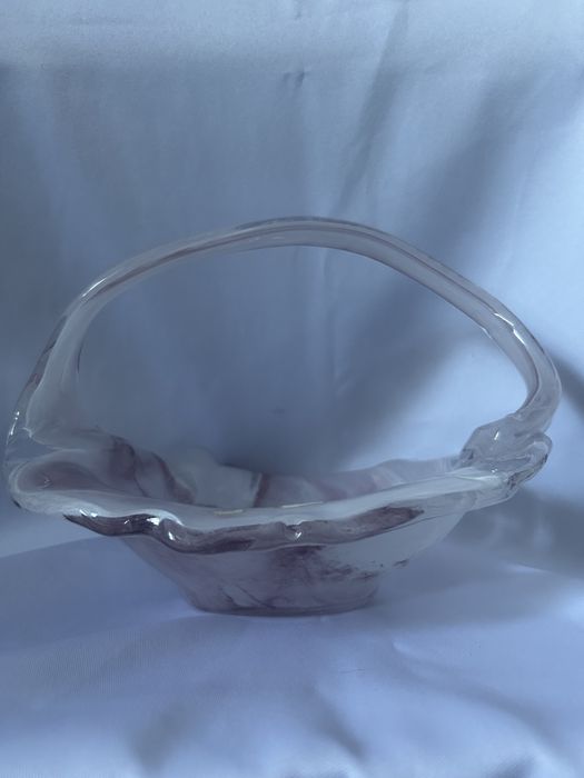 Szklany koszyczek różowo biały nr.8233