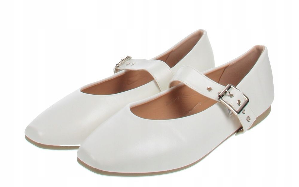 Shein białe półbuty damskie z klamrą gładkie casual 40 1db