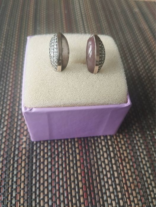 Серьги серебро 925 проба , камень улексит