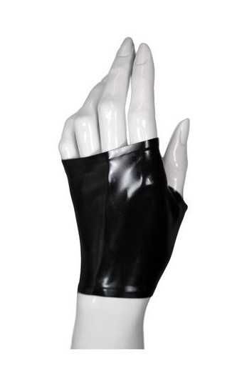 890/ Czarne nowe krótkie rękawiczki latex lateks 0,4 bez palcowe S