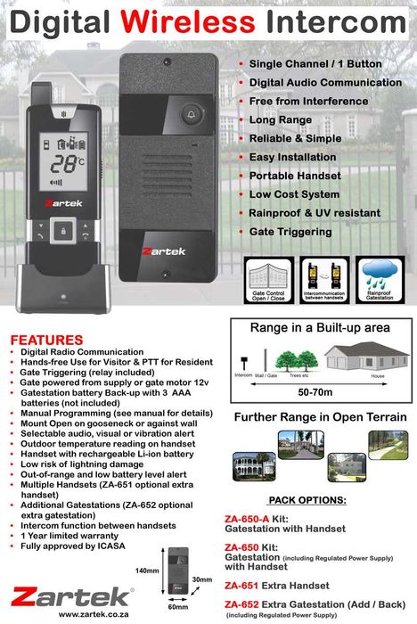 Трубка Zartek для домофона та відкриття воріт WiFi 2.4Ghz