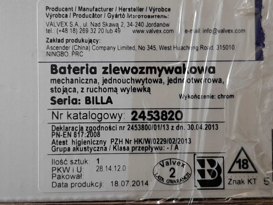 Bateria do zlewu Valvex