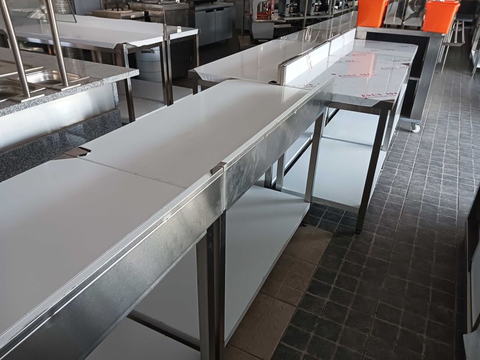 ACM1637 - Bancada Mural Inox de 1,5m com 1 Prateleira - NOVA