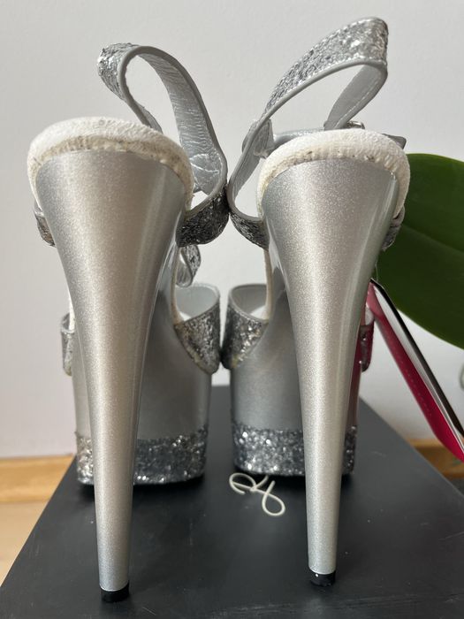 Szpilki Pole Dance silver shine r. 41 nowe jak pleaser
