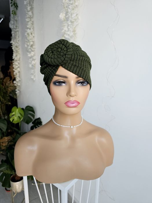 Turban czepek Iga zielony nakrycie głowy podczas leczenia czapka