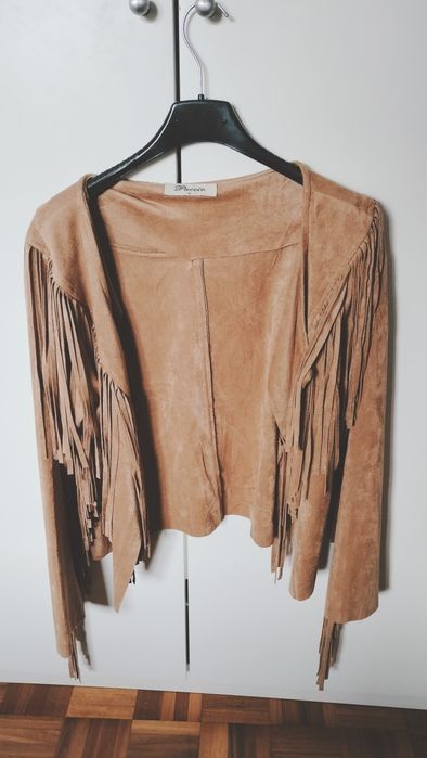 Casaco bolero em pele de pêssego