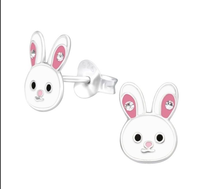 Królik kolczyki srebro 925 sztyft