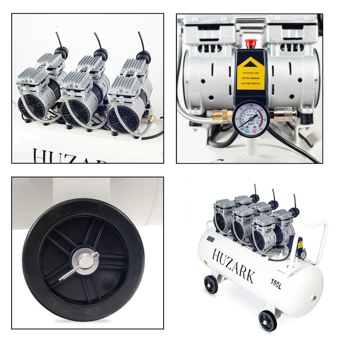 Profesjonalny Kompresor bezolejowy sprężarka 100L 8bar 396l/min