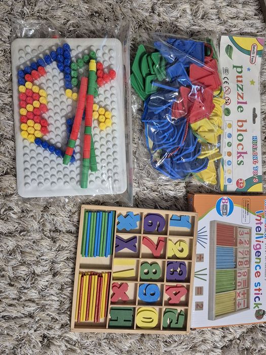 Развивающие материалы для детей, мозайка, шнуровка, счет