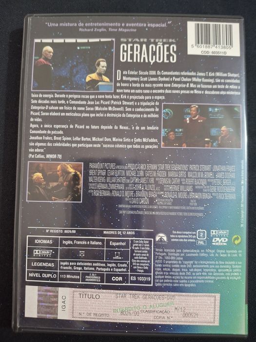 DVD Star Trek Insurreição, Gerações e O primeiro contacto.