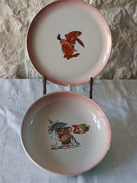 Conjunto pratos,antigos, colleccao "Topo Gigio"