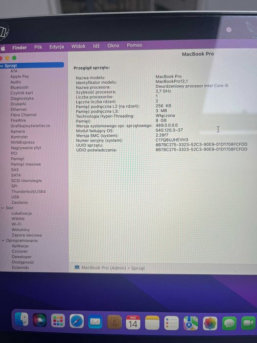 Macbook Pro Retina 13 cali 2015 SSD 125GB