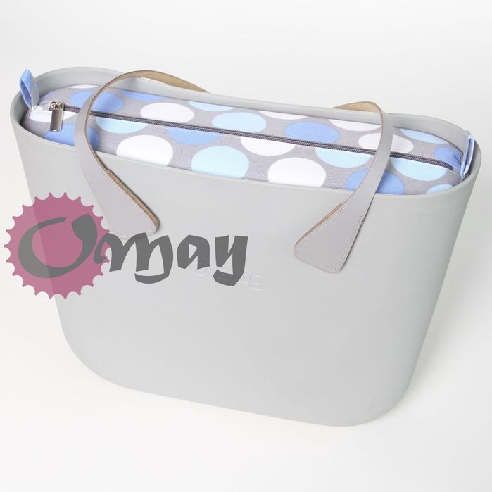 Szary organizer do OBAG MINI grochy niebieskie błękit 2 kieszenie OMAY