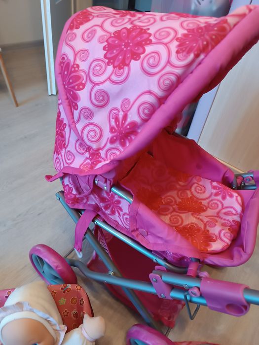 Świetny zestaw dla dziewczynki wózek lalka nosidełko kołderka torba