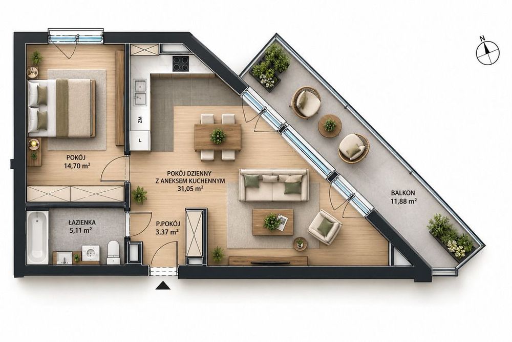 Tylko 12 889 Zł/M² W Centrum! | 2 Pokoje | Balkon | 0% Prowizji I Pcc