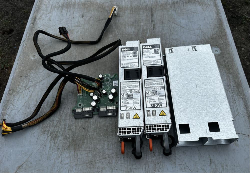 Dell PowerEdge 2x Zasilacz 350W 80+ Platinum D350E-S1 + Backplane + Okablowanie