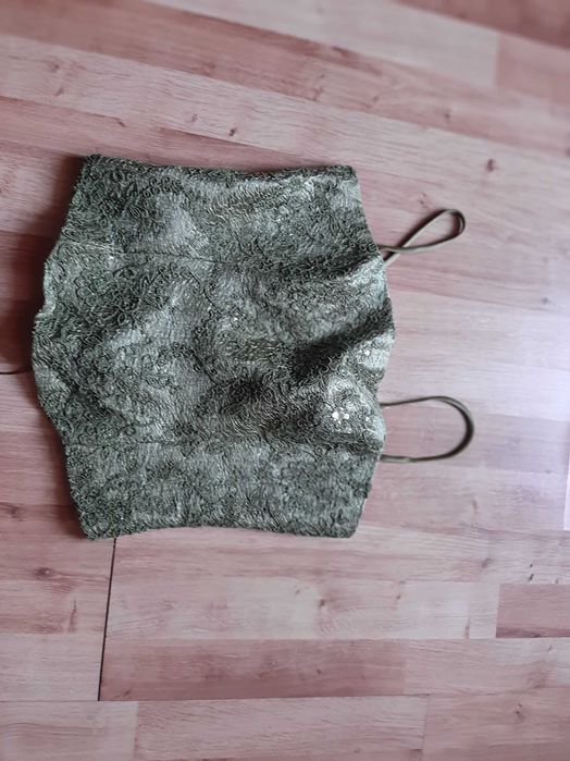 Oliwkowy, wzorzysty gorset na ramiączkach rozm. L