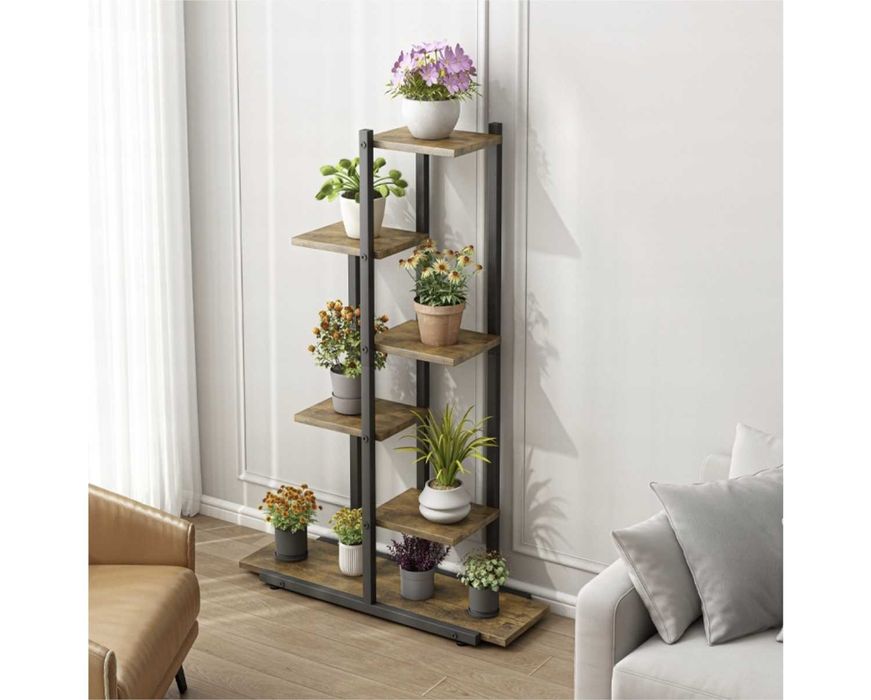 Kwietnik Stojak na Rośliny Kwiaty Rustykalny Regał Drewniane Półki