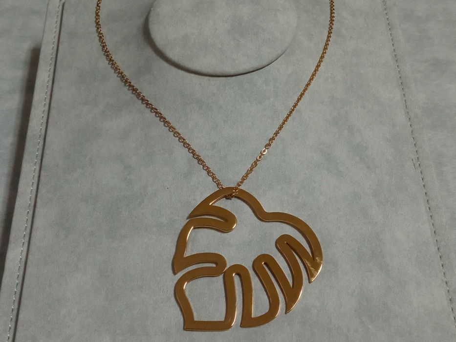 Złoty naszyjnik z zawieszką Liść Monstera Łańcuszek 60 65 cm